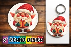 Festive Gnome Sublimation Keychain Round Design Watercolor Product Image 1