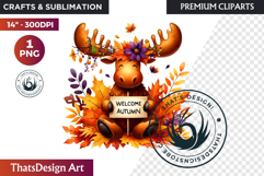 Autumn Cute animals with sign clipart Pumpkin thanksgiving Product Image 1