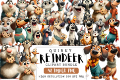 Quirky Reindeer Clipart Set Bundle | Funny Holiday Reindeer Product Image 1