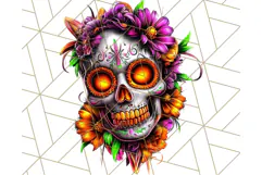 Bright Sugar Skull PNG Clipart, Halloween Colorful Skull Png Product Image 5