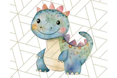Watercolor Dinosaur and Rainbow PNG Clipart, Baby Nursery Product Image 5