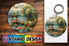 Embroidered 3D Sublimation Circle Kaychain Beauty Print PNG Product Image 1