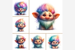 Watercolor Troll Clipart Pack | 13 JPG Files, Cute Rainbow Product Image 4