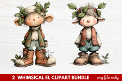 Whimsical Elf Clipart | Cute Christmas Elf PNG Illustration Product Image 1