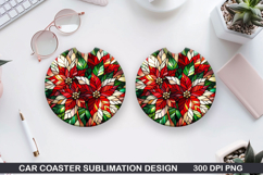 Flowers Car Coaster Sublimation| Christmas Coaster PNG Product Image 1