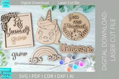 Unicorn Tiered Tray svg Glowforge Laser cut svg Product Image 2