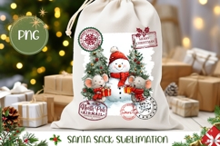 Cartoon Christmas Animals Santa Sack, Snowman Gift Bag Print Product Image 1