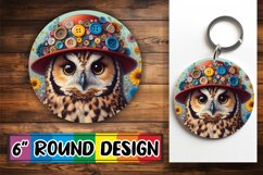 Colorful Owl 3D Sub Print: Dynamic Design Round, Keychain Product Image 1