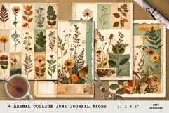 Vintage Flowers &amp; Herbs Collage Pages Printable Botanical Product Image 1