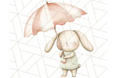 Spring Bunnies PNG Watercolor Bunny Clipart, Pastel Easter Product Image 5