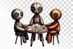 Retro Voodoo Dolls Playing Cards Halloween PNG Product Image 1