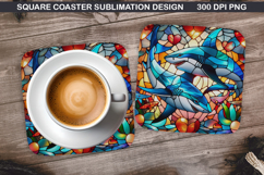 Dolphin Coaster Sublimation, Valentine Coaster PNG Design Product Image 1