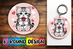 Timeless Circle Car Coasters PNG, Cat Valentin's Day Product Image 1