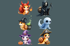 Halloween Snail Clipart PNGs Cute Snails in Costumes - 24png Product Image 5