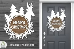 Laser cut wood sign svg Christmas door sign svg Glowforge Product Image 1