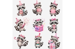 Girl Raccoon Birthday Clipart PNG, Cute Birthday Raccoon PNG Product Image 4