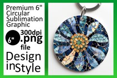 Abstract Floral Mosaic Round Design Art Keychain Product Image 1