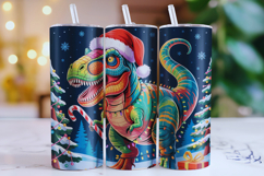 Merry Christmas Dinosaur Tumbler Wrap | Christmas Wrap Product Image 1