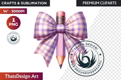 Pastel Coquette Pencil bow Clipart Girly School Supplies Product Image 1