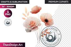 Rose Gold Pink flowers Clipart, Abstract Flowers Wedding PNG Product Image 1