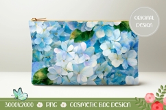 Blue Hydrangea Cosmetic Bag PNG, Blue Cosmetic Bag Print Product Image 1