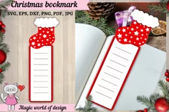 Christmas Santa's sock bookmark Template svg, paper cut svg Product Image 1