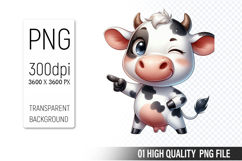 Cow Clipart PNG, Farm Animals Clipart, Rustic Farm Art Product Image 1