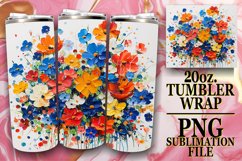 15x Watercolor Tumbler Wrap Bundle PNG, Spring Flowers Product Image 3