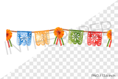Seamless festive papel picado garland strip PNG Clipart Product Image 1