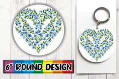 Sublimation Round Design with Floral Heart Art PNG Product Image 1