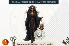 Dark Autumn Fantasy Clipart PNG for RPG Obsidian Ember Grove Product Image 1