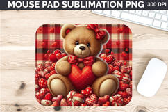 Watercolor Bear Mouse Pad Sublimation - Valentines PNG Product Image 1