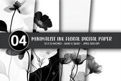 Minimalist Ink Floral Digital Paper Product Image 1