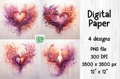 Abstract Hearts | Fluid Art | Digital Paper | PNG Background Product Image 1