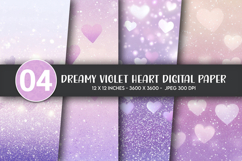 Dreamy Violet Heart Digital Paper Product Image 1