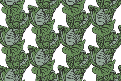 Botanical drawing green cabbages seamless pattern vector Product Image 1