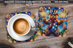 Bears Coaster Sublimation, 4th Of July Coaster PNG Design Product Image 1