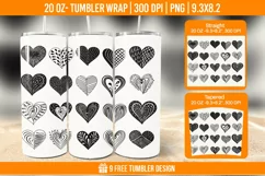 3d Cute Heart Tumbler Wrap Designs, Sublimation Wrap Product Image 1