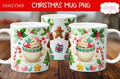 Hot cocoa mug PNG wrap, Cute Christmas coffee mug PNG Product Image 1