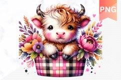 Cute Highland Cow Sublimation - Cute Clipart PNG Design Product Image 1
