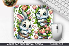 Bunny Mouse Pad Sublimation, Easter Bunny Mouse Pad PNG Product Image 1