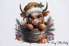 Christmas Highland Cows In Bucket Clipart PNG Product Image 1