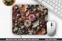 Flowers Mouse Pad Sublimation, Autumn Mouse Pad PNG Design Product Image 1