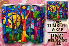 20oz Tumbler Wrap: Tree Stained Glass Design Product Image 1