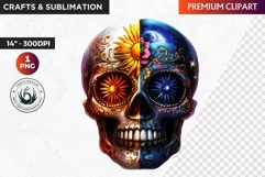Sugar Skull Clipart, dia de los muertos, Day of the Dead PNG Product Image 1