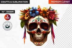 Sugar Skull Clipart, dia de los muertos, Day of the Dead PNG Product Image 1