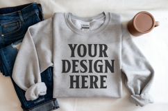 Ash Gildan 18000 Folded Flat Lay Mockups Product Image 1