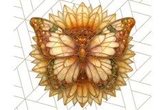 Stained Glass Butterfly and Sunflower PNG Clipart Product Image 5