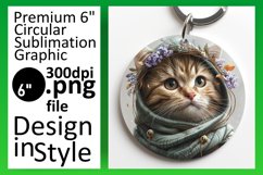 Joyful Cat Humor Sublimation Circle Design Keychain Product Image 1