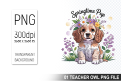 Cute Floral Dog, Animal Sublimation Clipart PNG Product Image 1